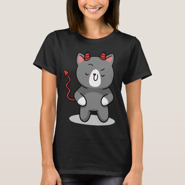 T-shirt diable de chat mignon drôle (Devant)