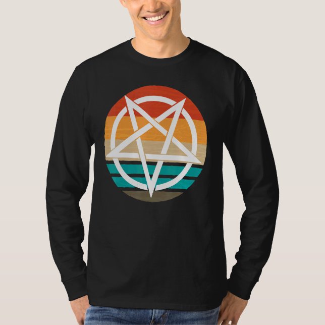 T-shirt Diable de pentagramme rétro 666 (Devant)