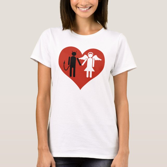 T-shirt Diable et ange dans l'amour - chemise (Devant)