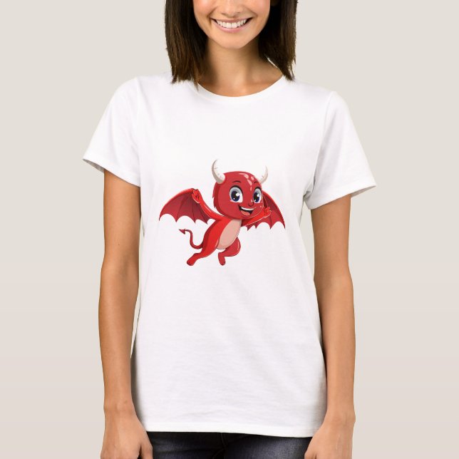 T-shirt Diable volant de dessin animé mignon (Devant)