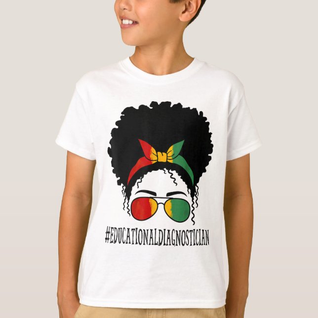 T-shirt Diagnostic éducatif Messing Bun Noir Histoire (Devant)