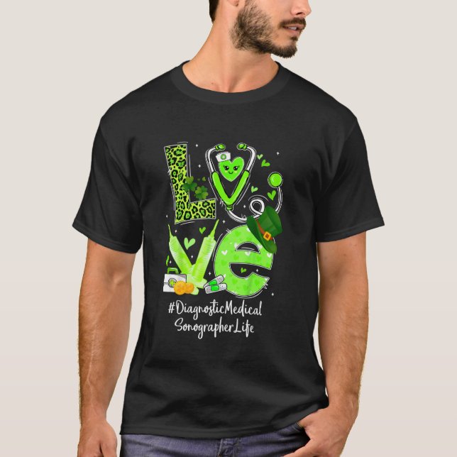 T-shirt Diagnostic Médicale Sonographe Infirmière Vie Amou (Devant)