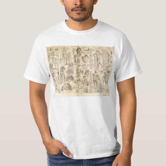 T-shirt Diagramme anatomique de Cyclopaedia 1728 (Devant)