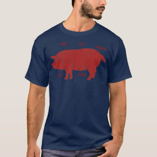 T-shirt Diagramme de diagramme de boucher de porc amusant