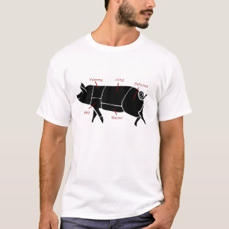 T-shirt Diagramme de diagramme drôle de boucher de porc