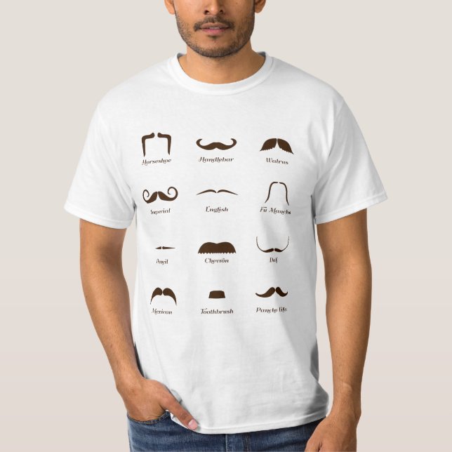 T-shirt Diagramme d'identification de style de moustache (Devant)