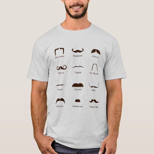 T-shirt Diagramme d'identification de style de moustache (Devant)