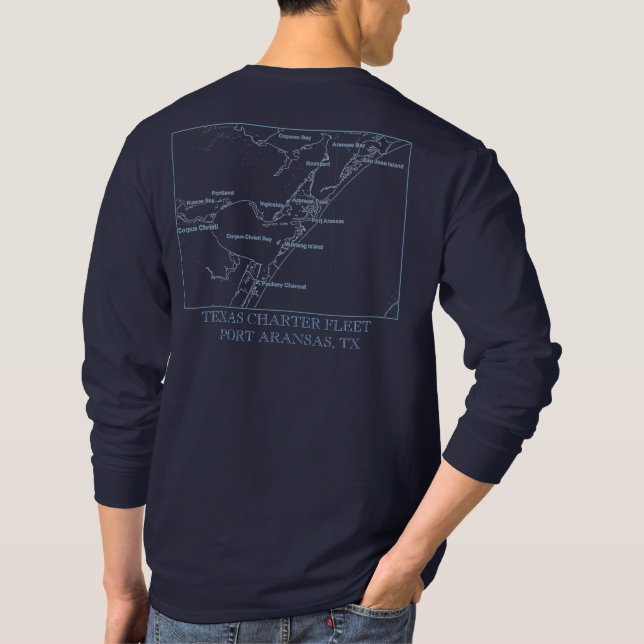 T-shirt Diagramme foncé d'Aransas de port, avant de logo (Dos)