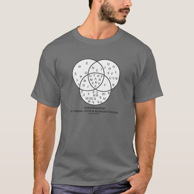 T-shirt Diagramme Venn Du Grec, Latin (Devant)
