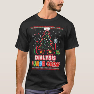 T-shirt Dialyse Infirmière équipage de Noël Arbre Stethosc