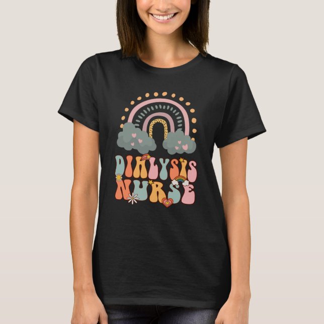 T-shirt Dialysis Nurse Nephrology Nursing Groovy Retro Rai (Devant)