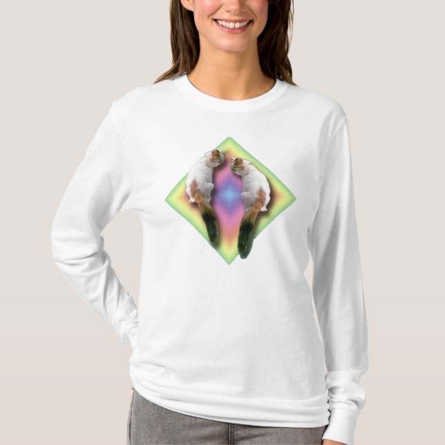 T-shirt Diamant arc-en-ciel et Chats (Devant)