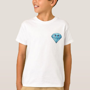 T-shirt Diamant Bleu Étincelant Kawaii Enfants