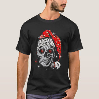 T-shirt Diamant du crâne portant le Père Noël Casquette Jo