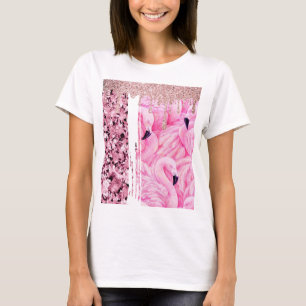 T-shirt Diamants de Flamant rose rose étincelle