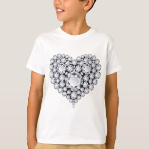 T-shirt Diamants sur Gemmes de Coeur Noir