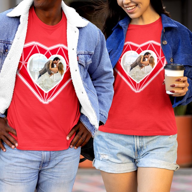 T-shirt Diamond Heart Couple Photo La Saint-Valentin Rouge (Créateur téléchargé)