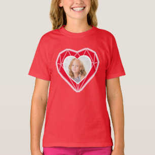 T-shirt Diamond Heart Kids Photo Red Valentine's Day