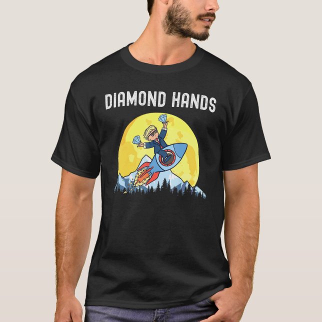 T-shirt Diamond Mains Wallstreetbets Amc Au Mème Lune (Devant)