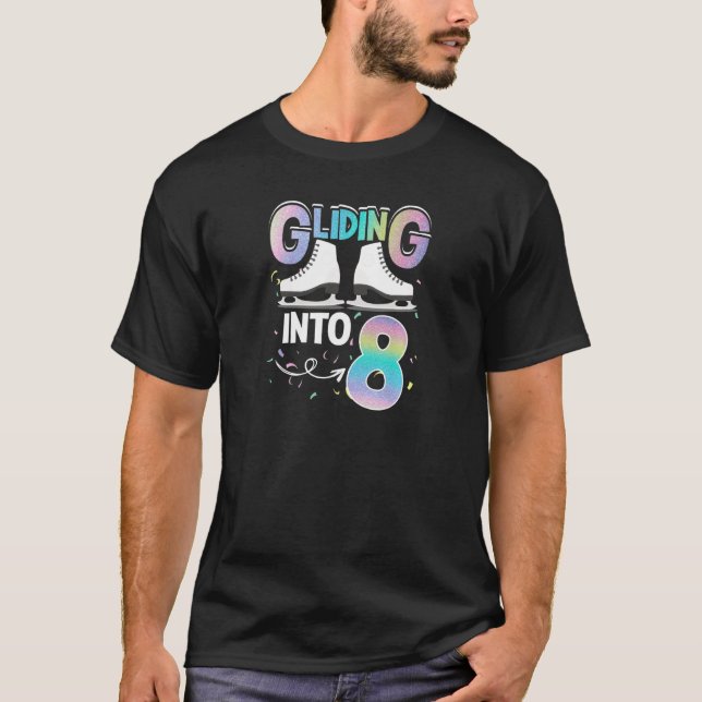 T-shirt Diapositive En 8 Fille De Patinage Sur Glace (Devant)