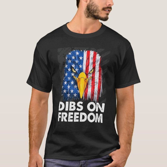 T-shirt Dibs on Freedom 4th of July US Flag Firecrackers (Devant)