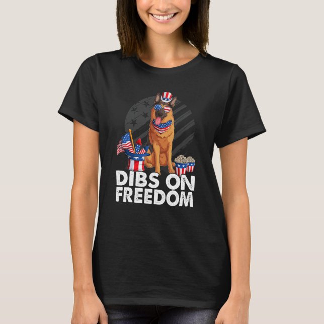 T-shirt Dibs on Freedom German shepherd 4th of July US Fla (Devant)