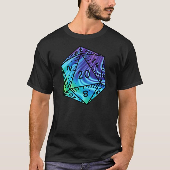 T-shirt Dice de donjon Dragon D20 Blue Tie Dye RPG Ga (Devant)