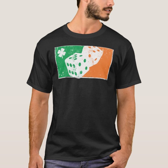 T-shirt Dice Game St Patrick's Day Irish Flag C Distressed (Devant)