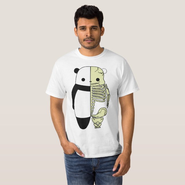 T-shirt Dichotomie Panda : Les vivants et les os (Devant entier)