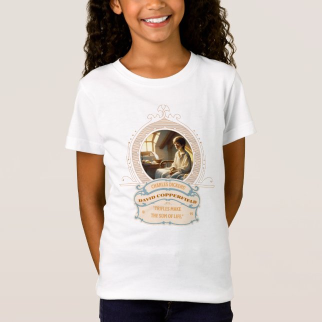 T-shirt Dickens Copperfield Citation Or Bleu (Devant)
