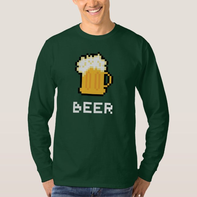 T-shirt d'icône de pixel de bière du jour de St (Devant)