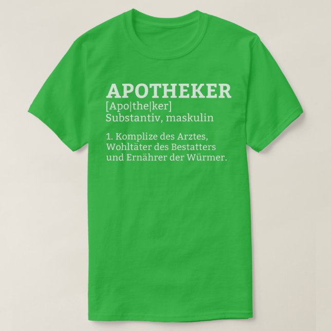 T-shirt Dictionnaire d'explication de mots du pharmacien (Design devant)