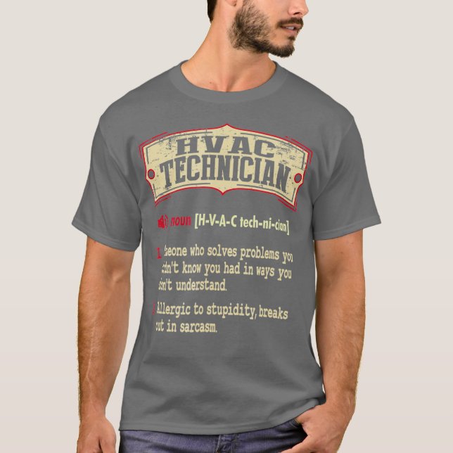 T-shirt Dictionnaire du technicien HVAC Terme Sarcastique (Devant)