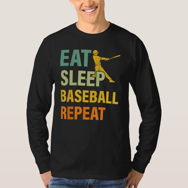 T-shirt Dicton de Baseball Manger Dormir Baseball Répéter (Devant)