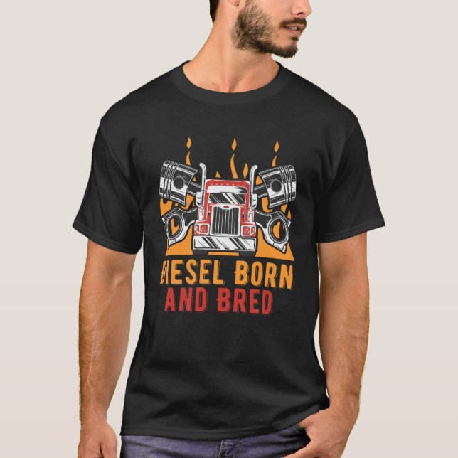 T-shirt Diesel Born and Bred Car Mechanic Auto Car Repair  (Devant)