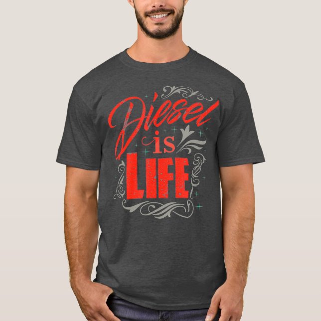 T-shirt Diesel is Life Turbo Diesels Trucs Roll Charbon (Devant)
