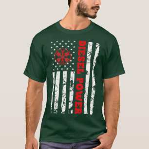 T-shirt Diesel Power American Flag Mince ligne rouge dizai