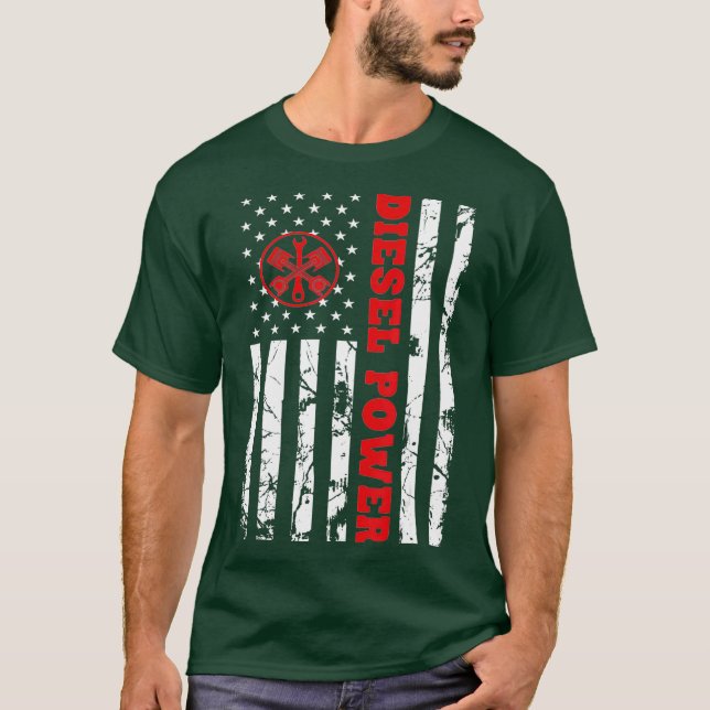 T-shirt Diesel Power American Flag Mince ligne rouge dizai (Devant)
