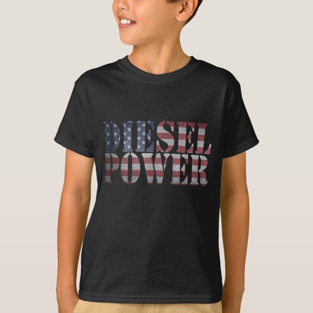 T-shirt Diesel Power American Flag - Truck Mechanic Gift (Devant)
