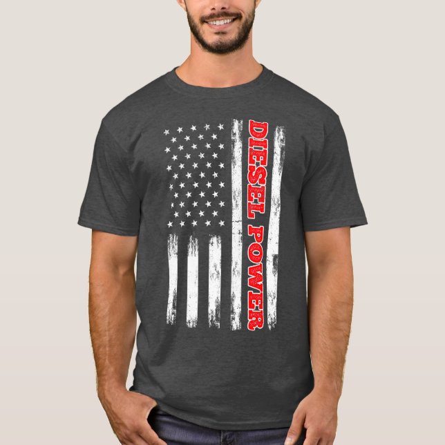 T-shirt Diesel Power American Flag Turbo Truck (Devant)