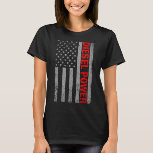 T-shirt Diesel Power Usa Drapeau Camion Turbo Frères Mécan