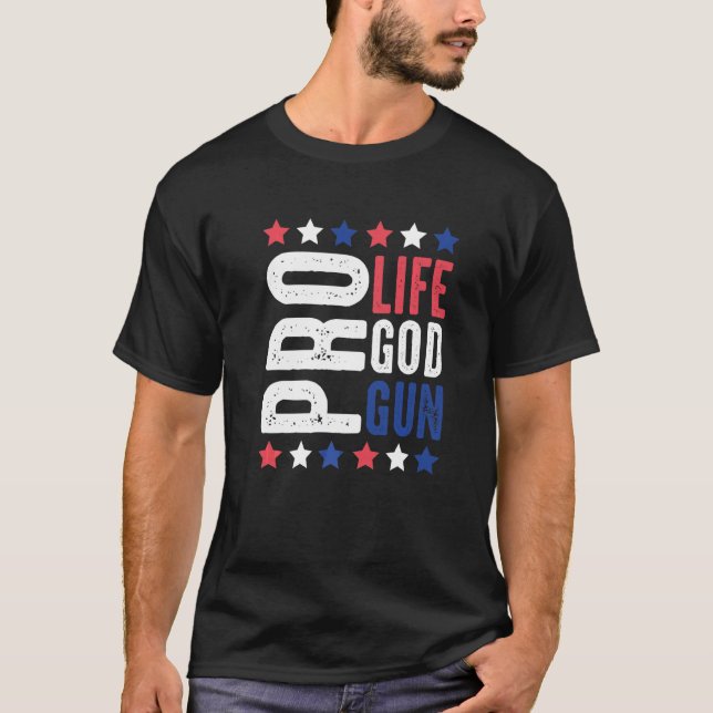 T-shirt Dieu Anti-avortement Arme Patriotique Étoiles Et R (Devant)