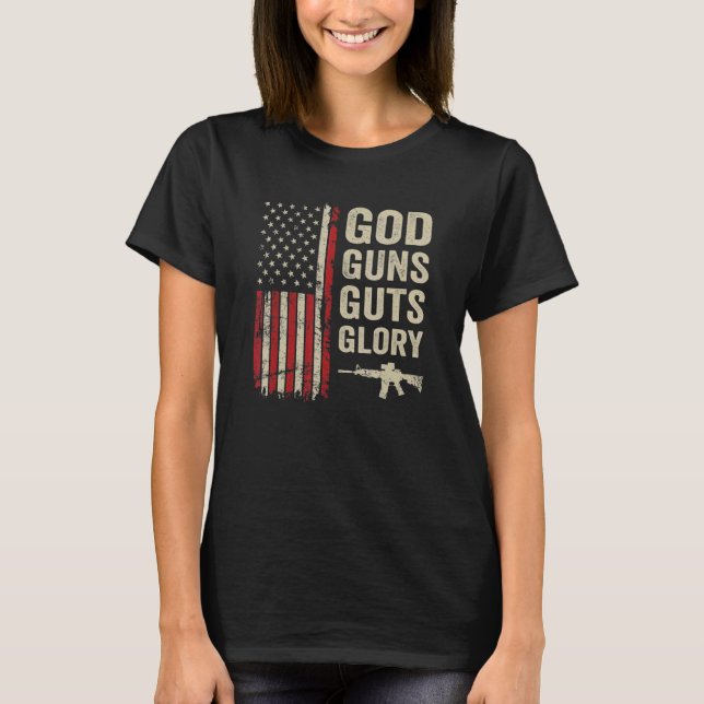 T-shirt Dieu Armes Guillemets Gloire Patriotique Christian (Devant)