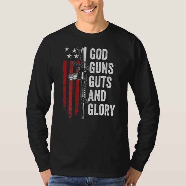 T-shirt Dieu Armes Guts Gloire Patriotique Usa Drapeau Pro (Devant)