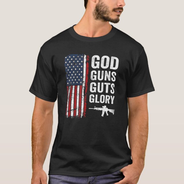 T-shirt Dieu armes Guts Gloire Usa Drapeau Patriotique chr (Devant)