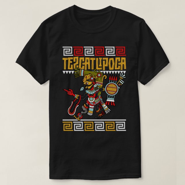 T-shirt Dieu aztèque de la nuit Tezcatlipoca (Design devant)