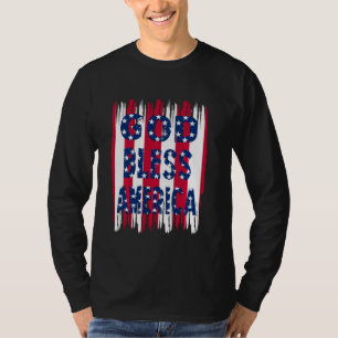 T-shirt Dieu Béni Amérique Drapeau 4 juillet Indépendance 