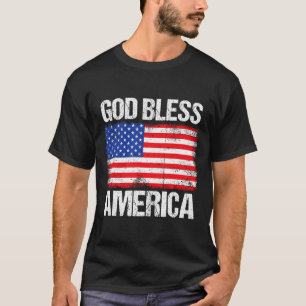 T-shirt Dieu Béni Amérique Patriotique Joyeux 4 juillet Po