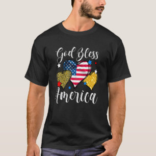 T-shirt Dieu Béni Amérique Patriotique Usa Drapeau Couleur