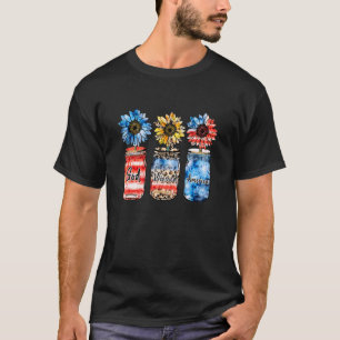 T-shirt Dieu Béni Amérique Rouge Blanc Bleu Léopard Tourne
